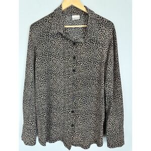 Fashion Bug Vintage Long Sleeve Light Button Up Leopard Print Blouse Women's XL